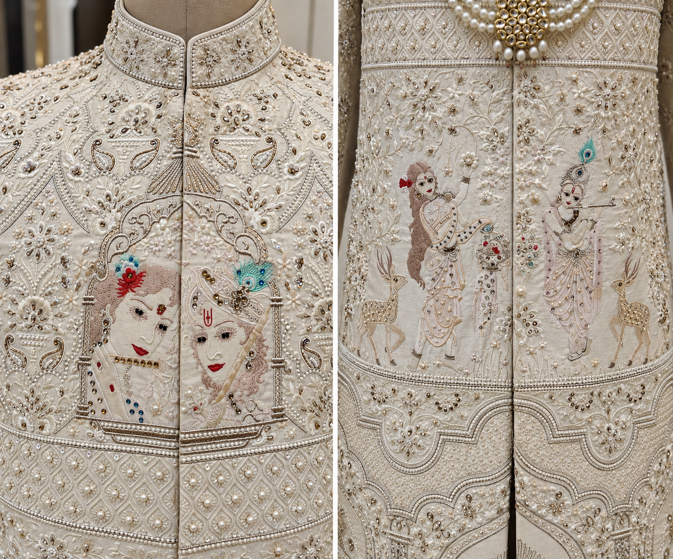 The Rajveer Ivory Heritage Hand-Embroidered Groom Sherwani Set