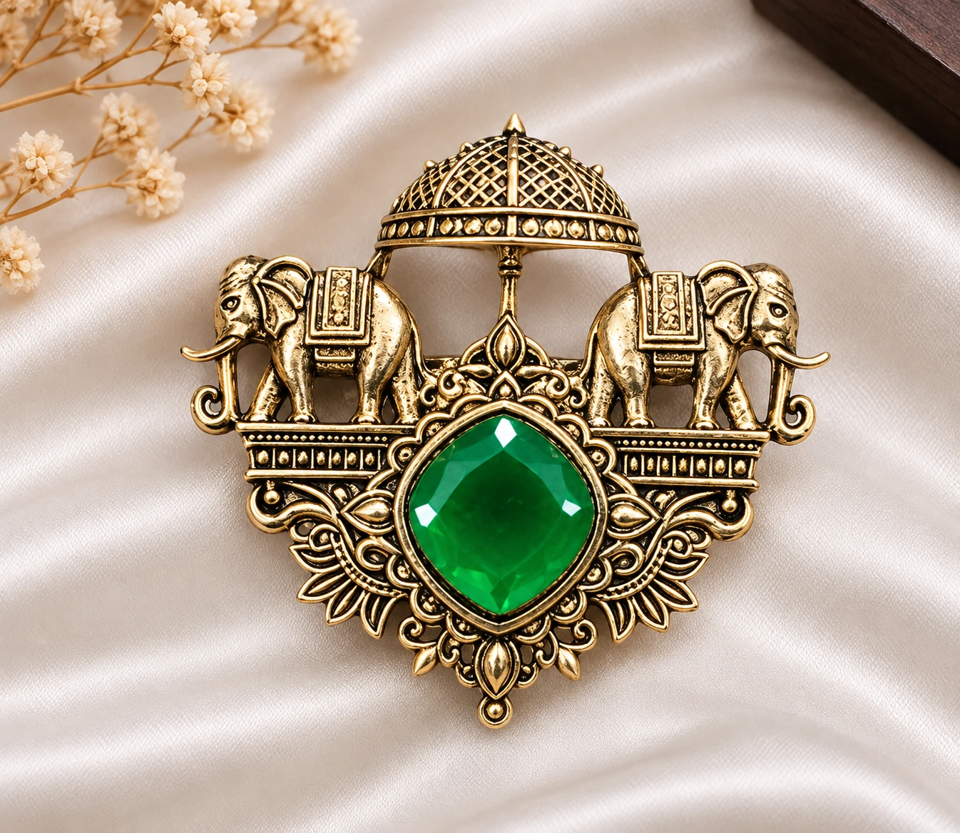 Emerald Elephant Designer Brooch