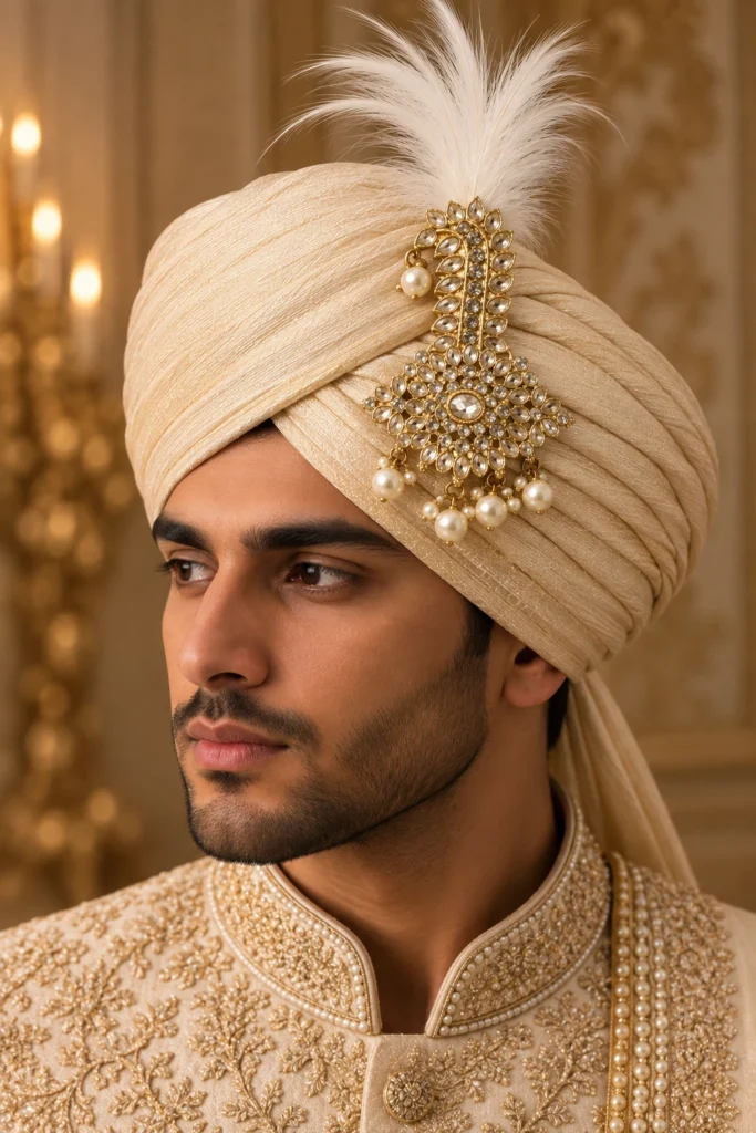 Pearl Feather Kundan Kalgi