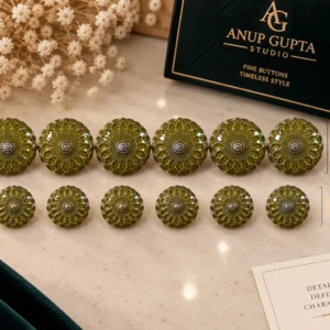 Olive Gold Floral Medallion Button Set