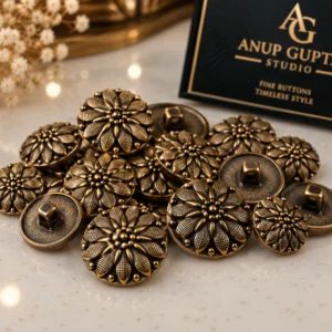 Antique Gold Floral Designer Button Set