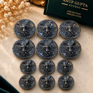 Gunmetal Eagle Crest Designer Button Set