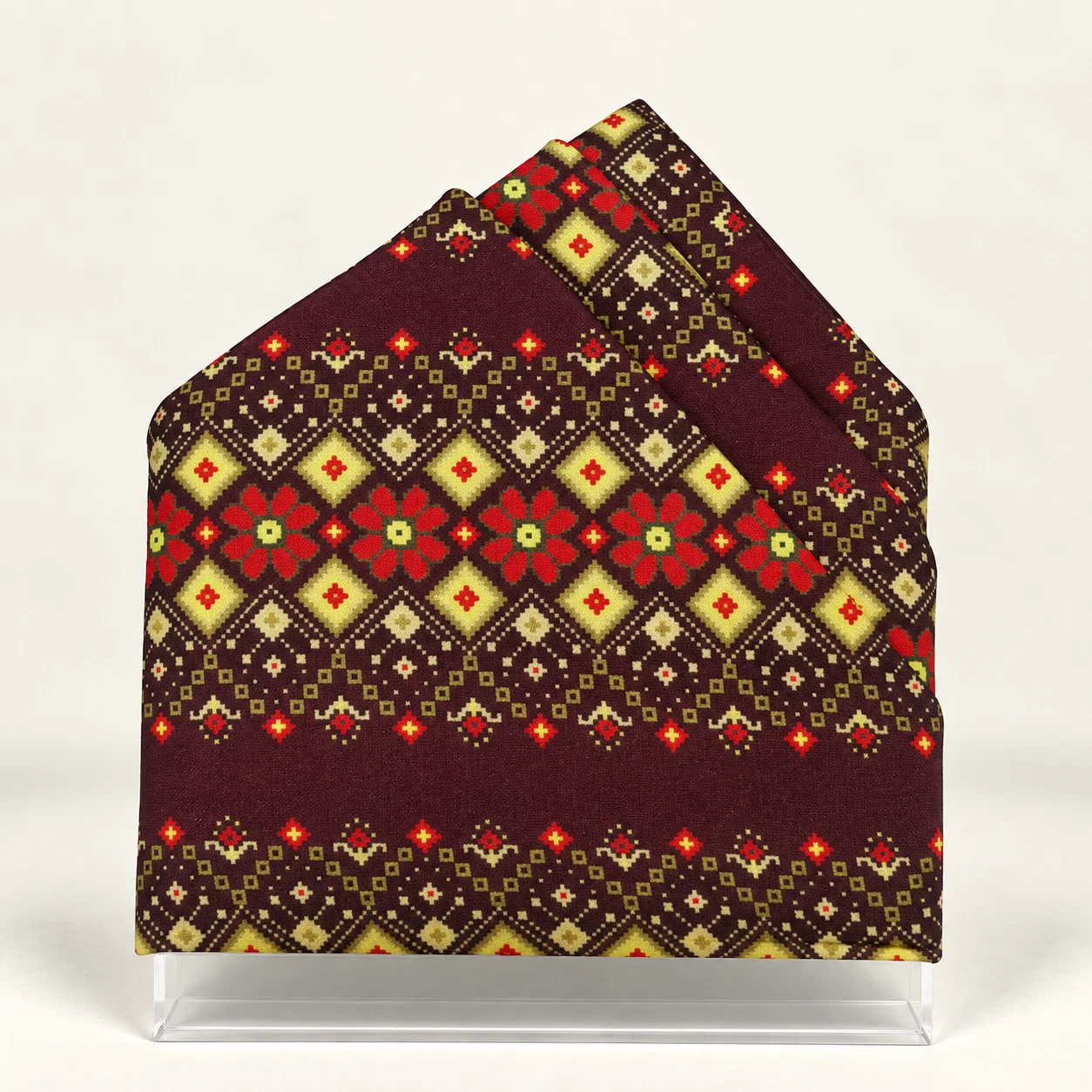 Ruby Mosaic Designer Pre-Fold Pocket Square