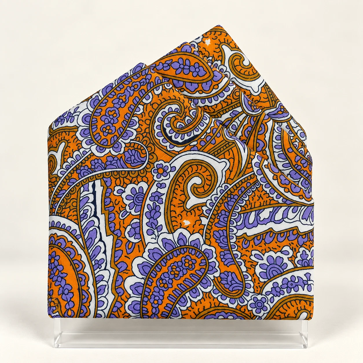 Saffron Paisley Designer Pre-Fold Pocket Square