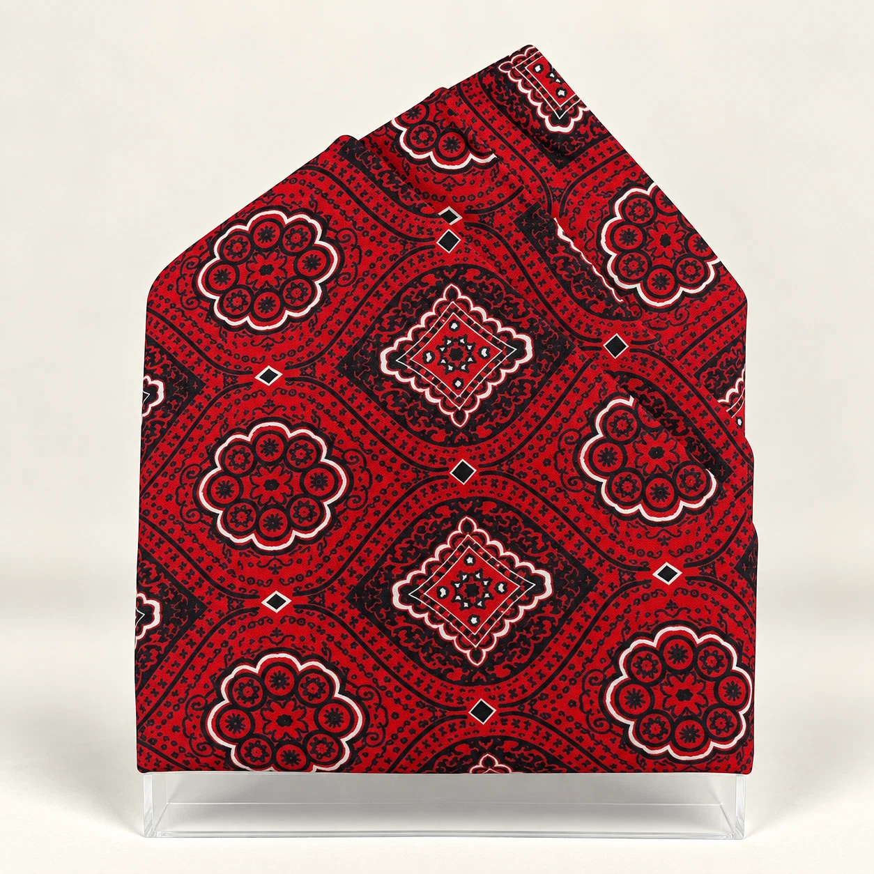 Crimson Medallion Designer Pre-Fold Pocket Square