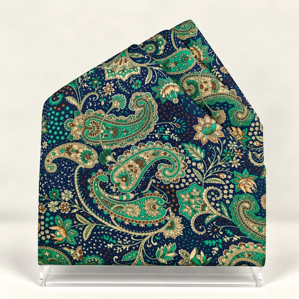Emerald Garden Paisley Designer Pre-Fold Pocket Square