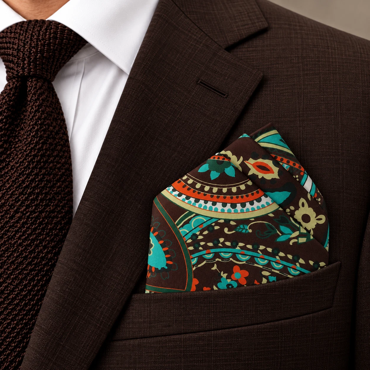 Teal Carnival Designer Pre-Fold Pocket Square