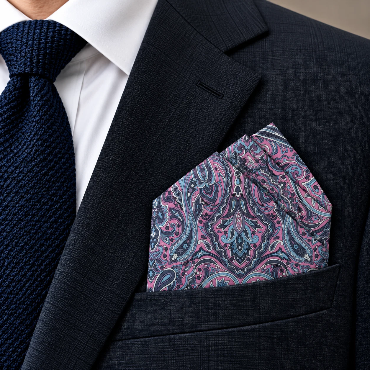 Rose Lavender Paisley Designer Pre-Fold Pocket Square