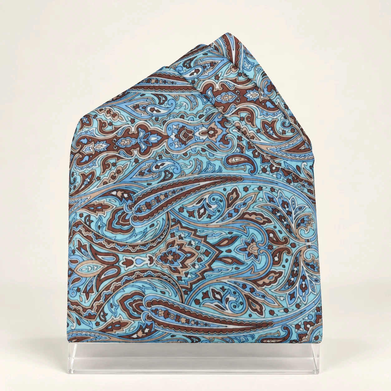 Powder Blue Paisley Designer Pre-Fold Pocket Square