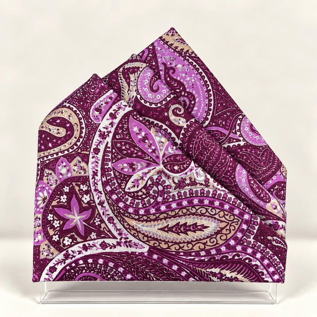 Royal Plum Paisley Designer Pre-Fold Pocket Square