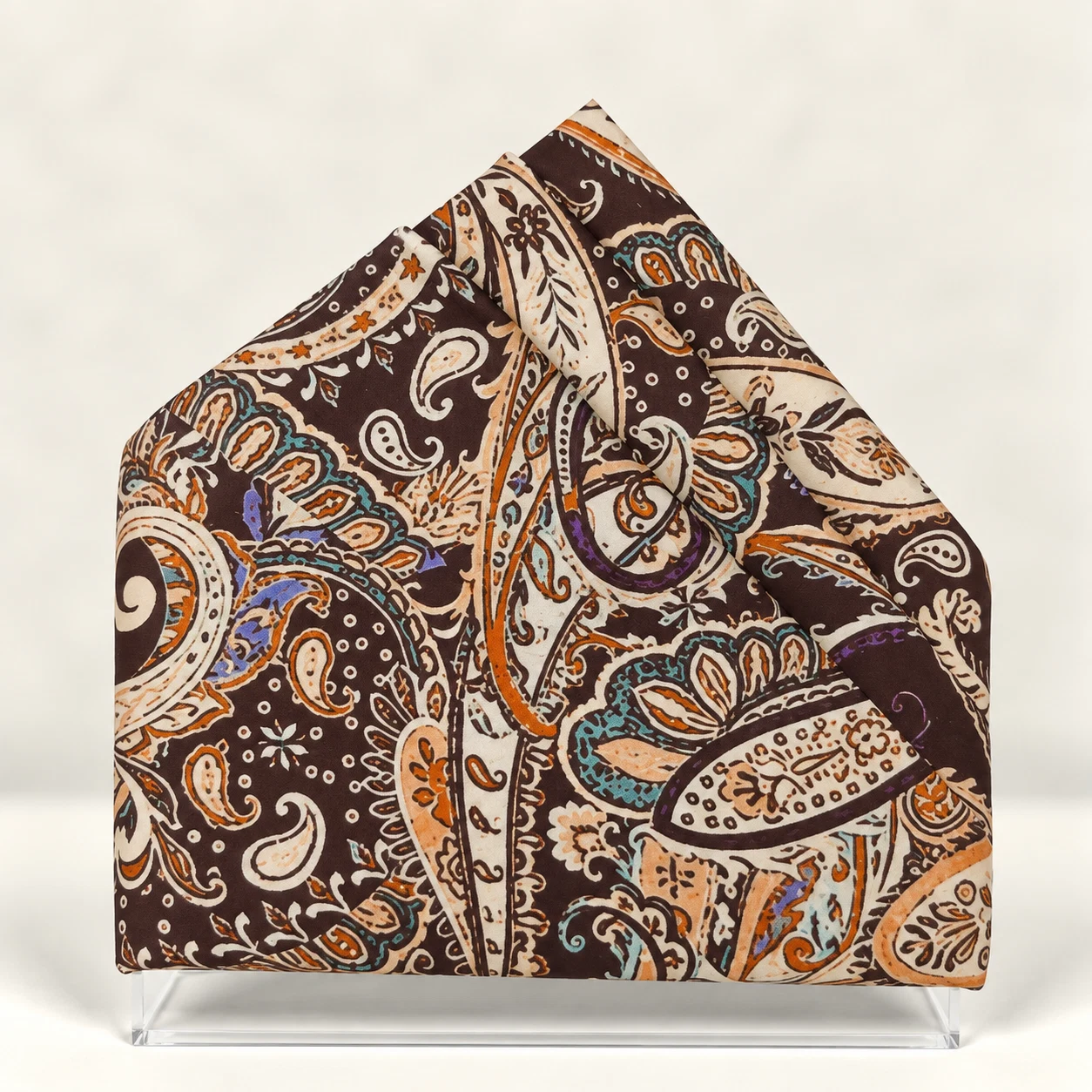 Scarlet Silver Paisley Designer Pre-Fold Pocket Square