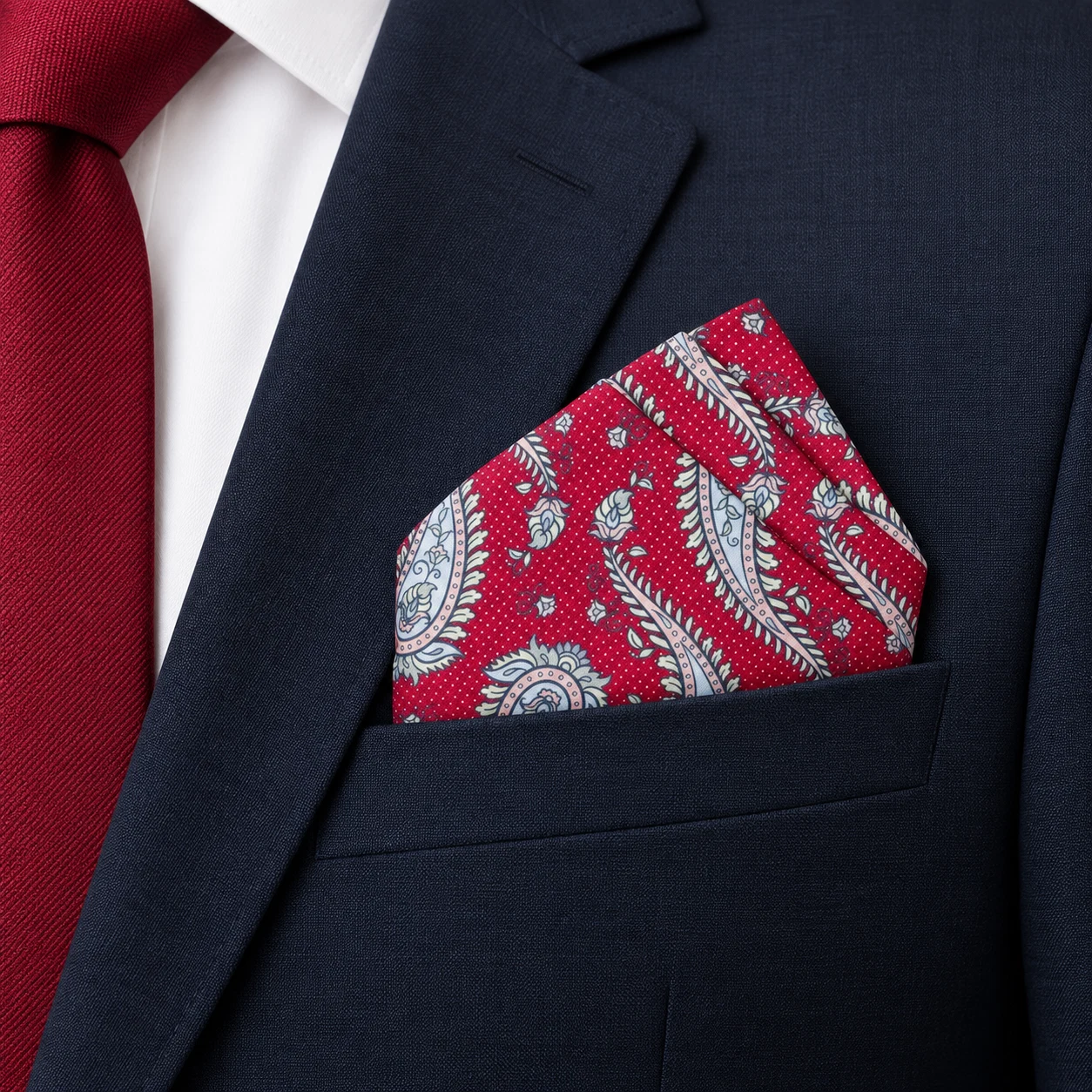 Mocha Heritage Paisley Designer Pre-Fold Pocket Square