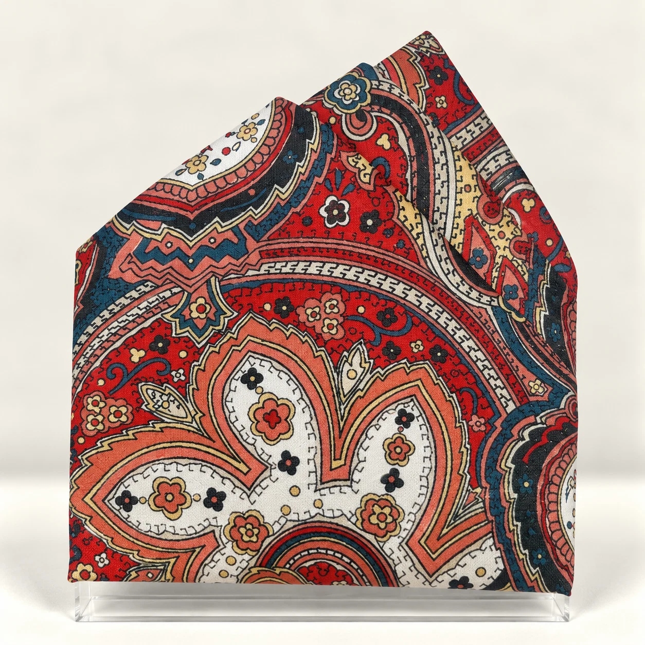 Regal Red Medallion Designer Pre-Fold Pocket Square