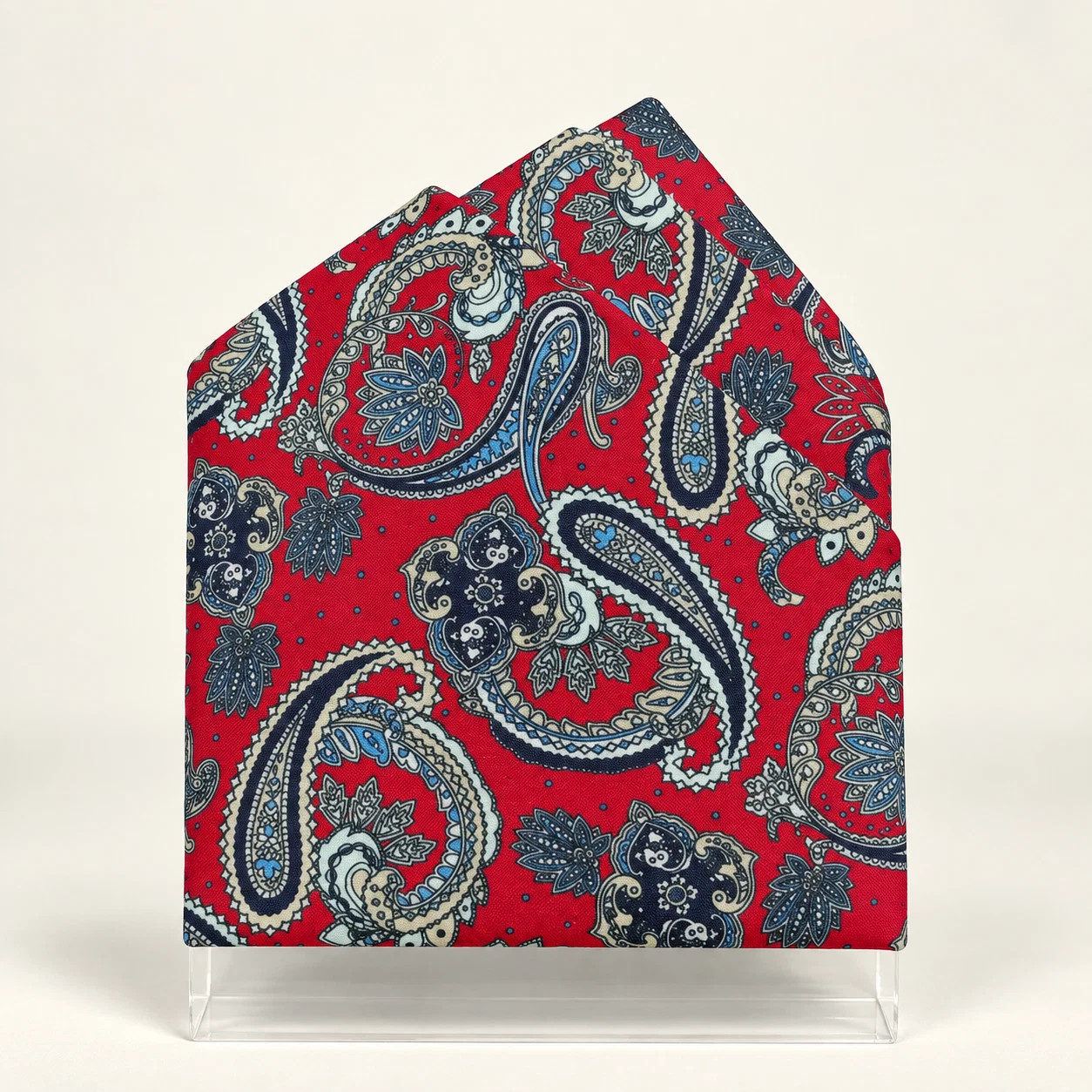 Ruby Slate Paisley Designer Pre-Fold Pocket Square