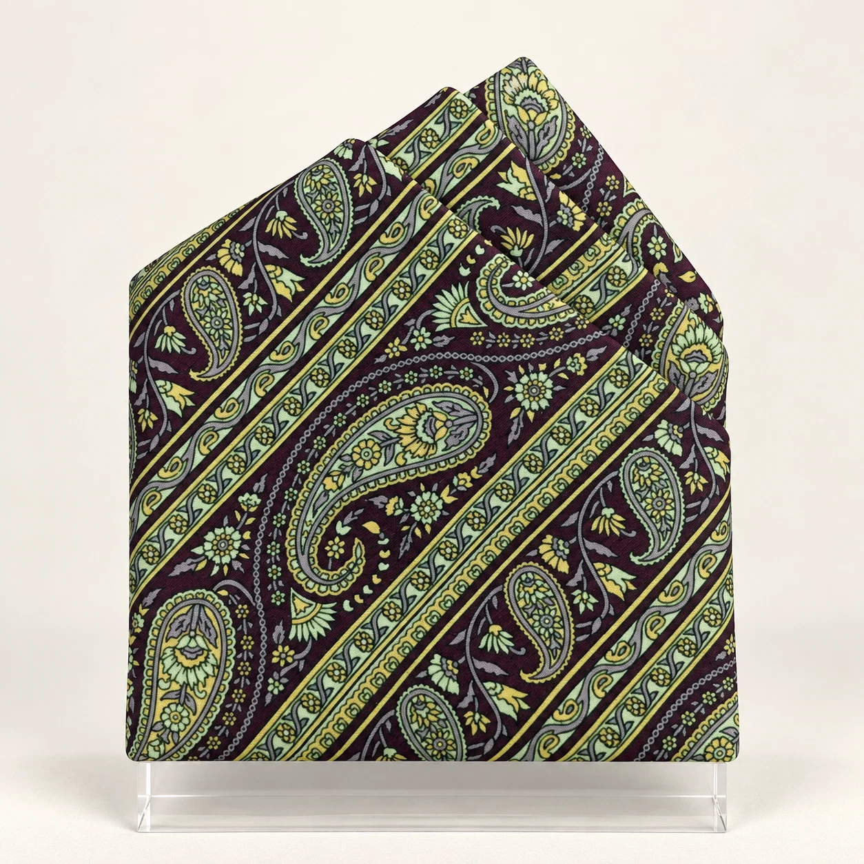 Olive Heritage Paisley Designer Pre-Fold Pocket Square