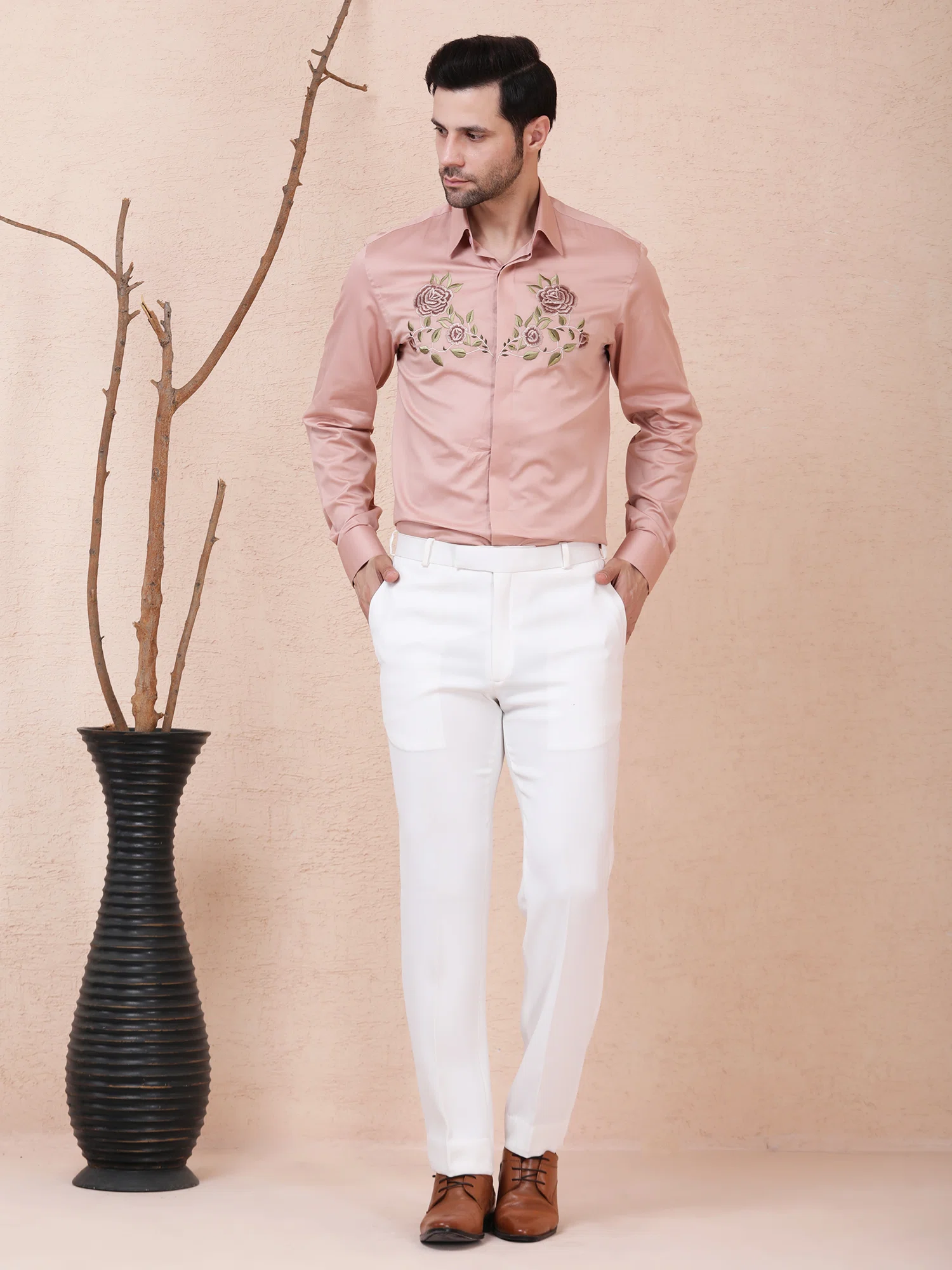 ROSE VINE – DESIGNER SHIRT – BLUSH PINK