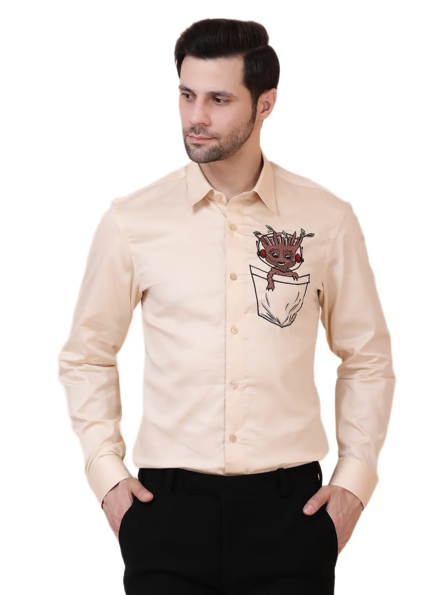 BABY GROOT – DESIGNER SHIRT – SOFT PEACH