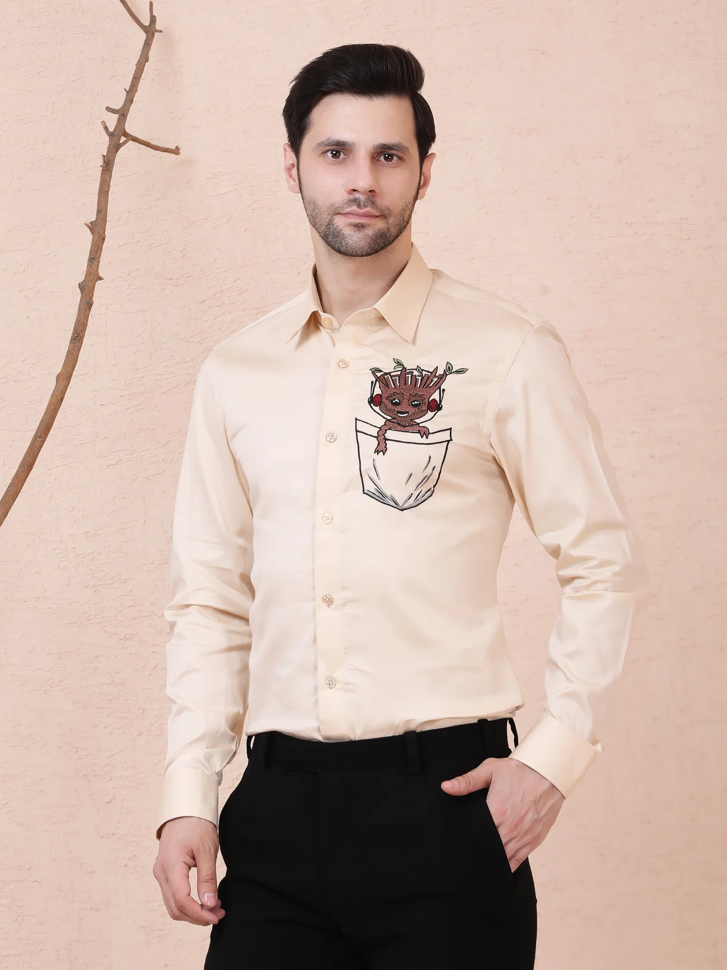 BABY GROOT – DESIGNER SHIRT – SOFT PEACH