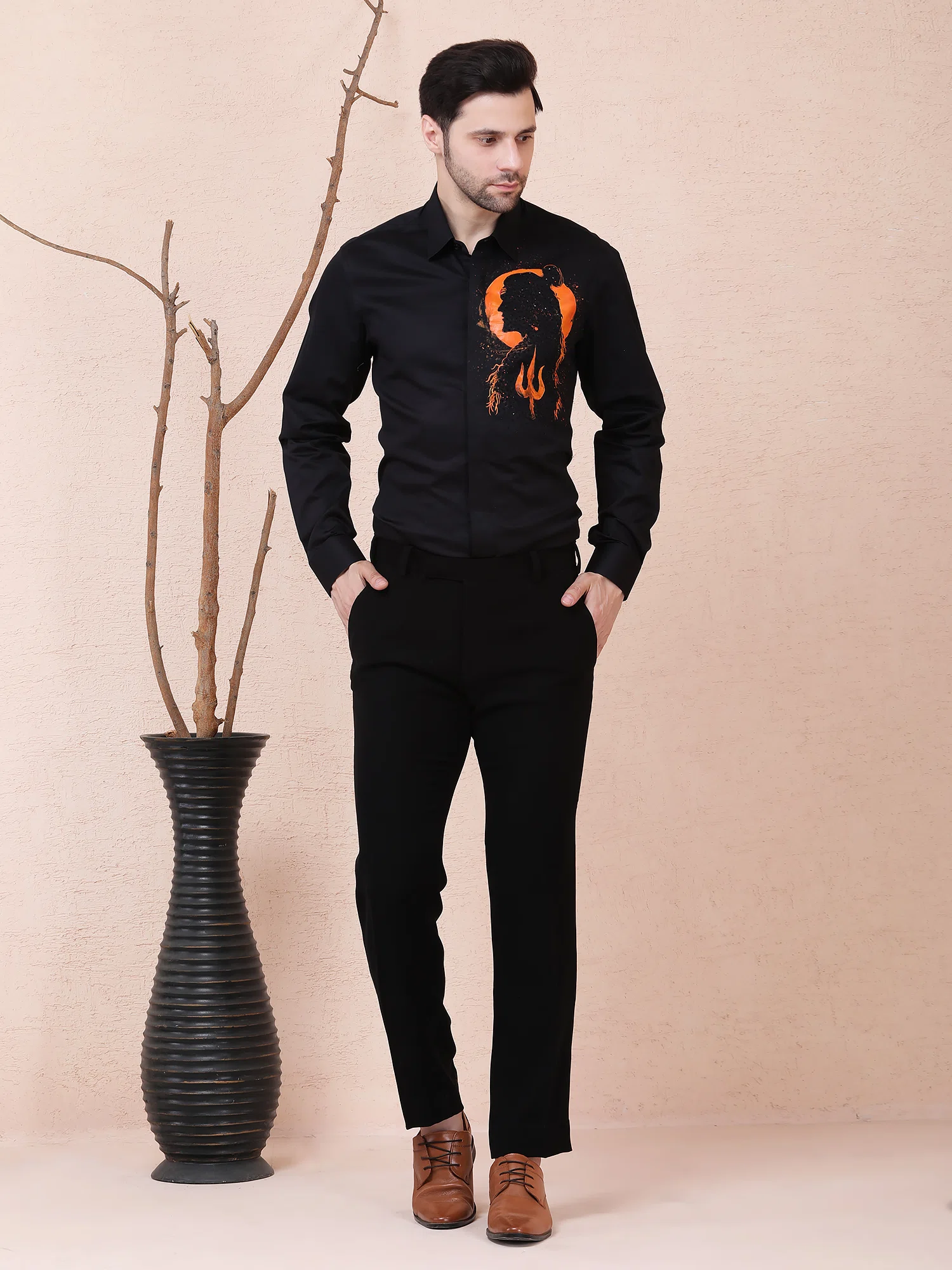 AURA (SHIVA) HAND-PAINTED DESIGNER SHIRT – BLACK