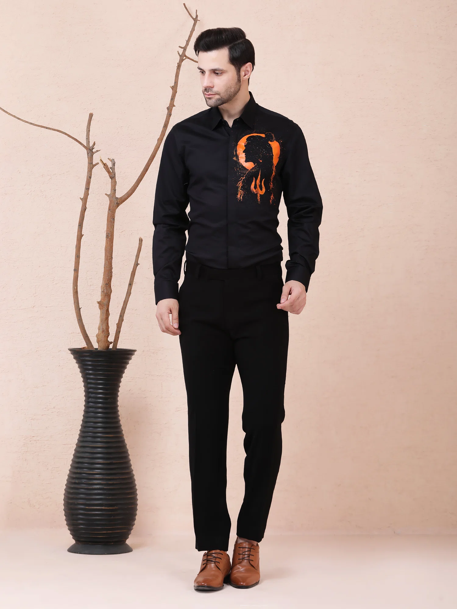 AURA (SHIVA) HAND-PAINTED DESIGNER SHIRT – BLACK