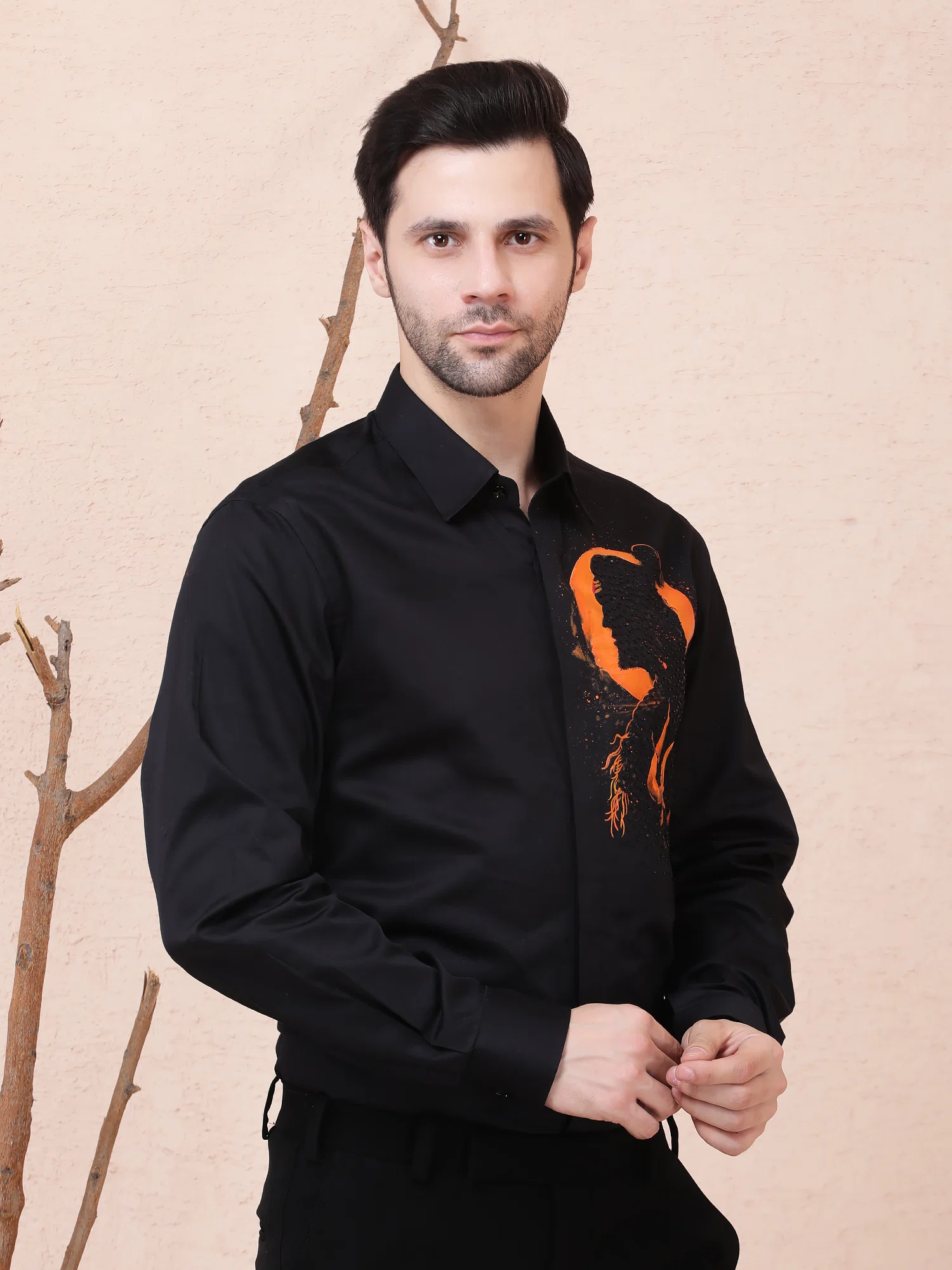 AURA (SHIVA) HAND-PAINTED DESIGNER SHIRT – BLACK