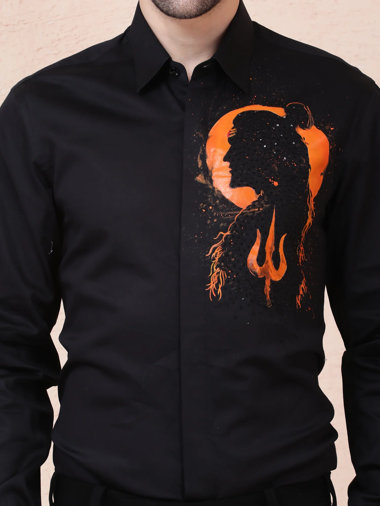 AURA (SHIVA) HAND-PAINTED DESIGNER SHIRT – BLACK
