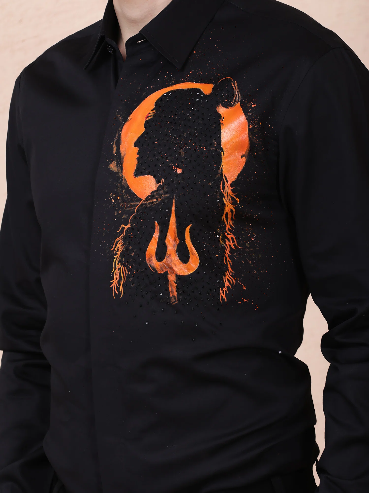 AURA (SHIVA) HAND-PAINTED DESIGNER SHIRT – BLACK