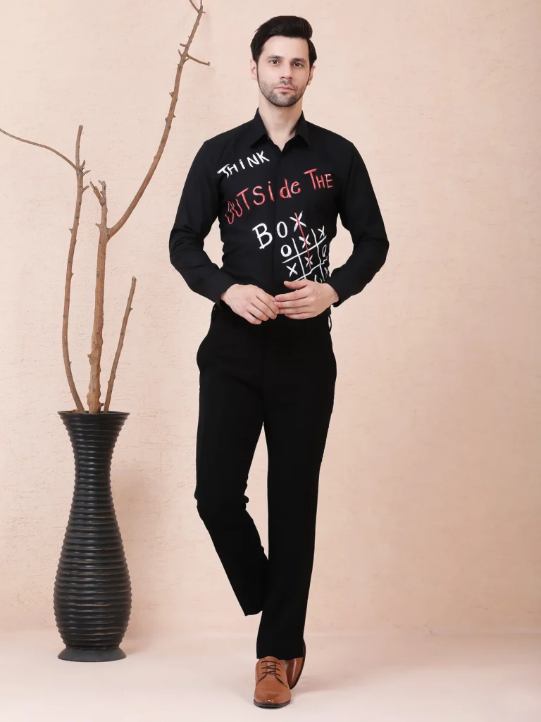 Black Botanical Hand Painted Shirt
