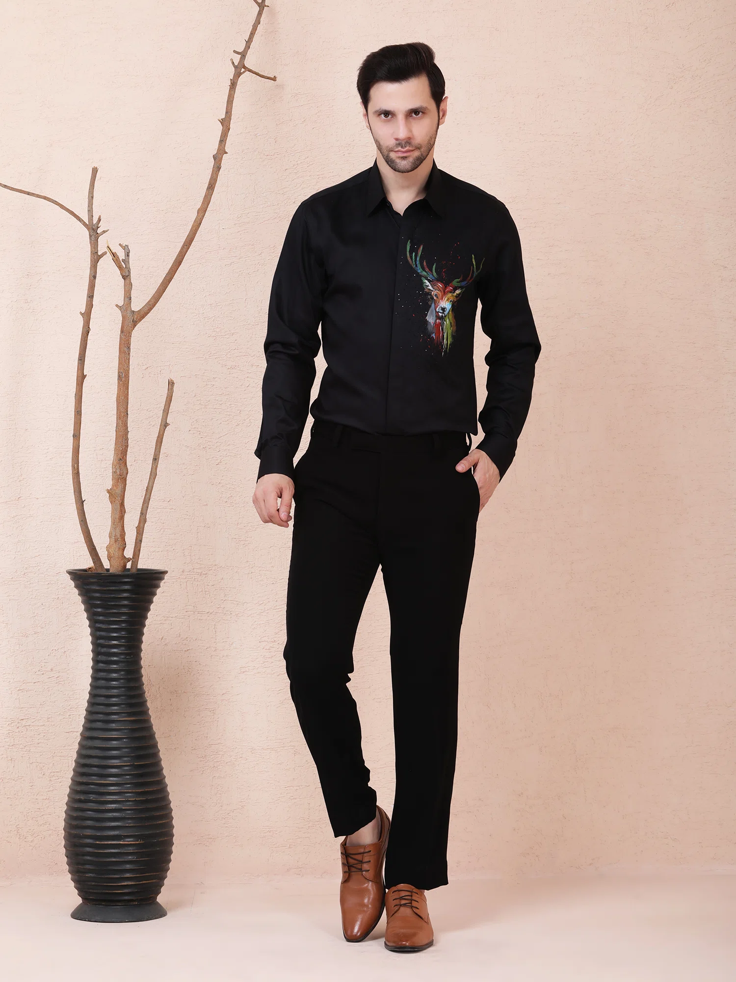 CERVO COLORATO (STAG) – DESIGNER SHIRT – BLACK