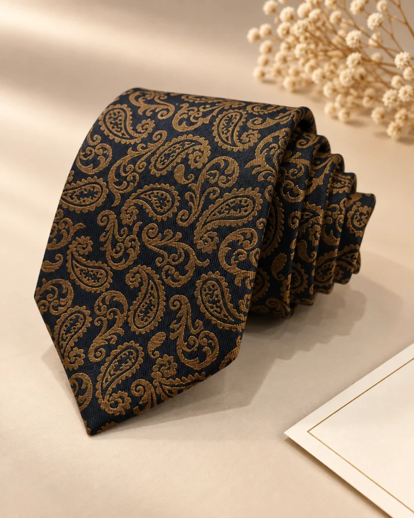 Bronze Heritage Paisley Designer Tie & Pocket Square Set