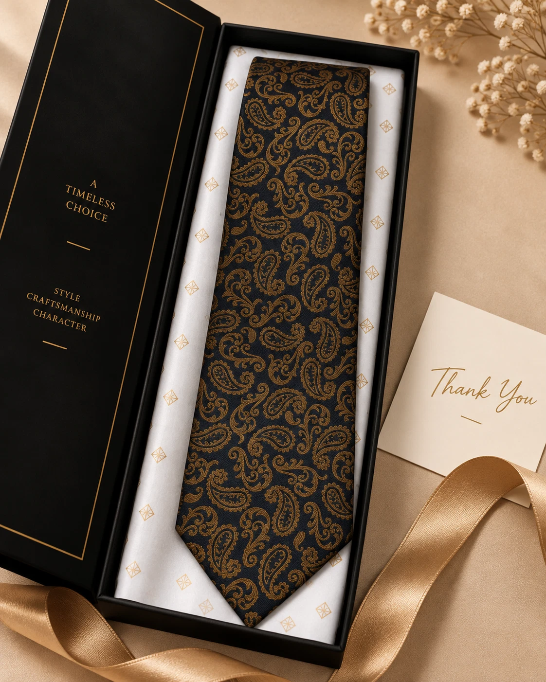 Bronze Heritage Paisley Designer Tie & Pocket Square Set