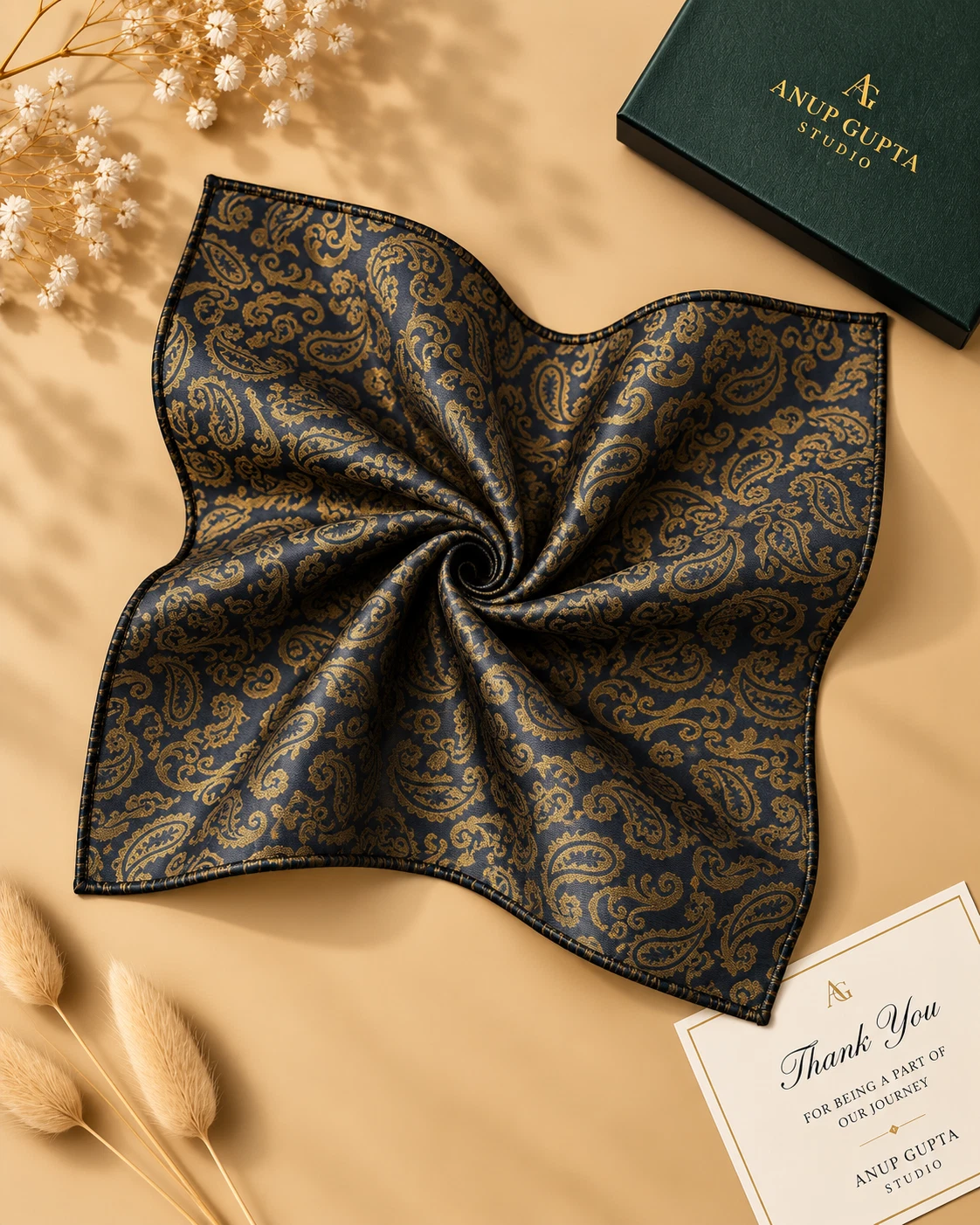 Bronze Heritage Paisley Designer Tie & Pocket Square Set