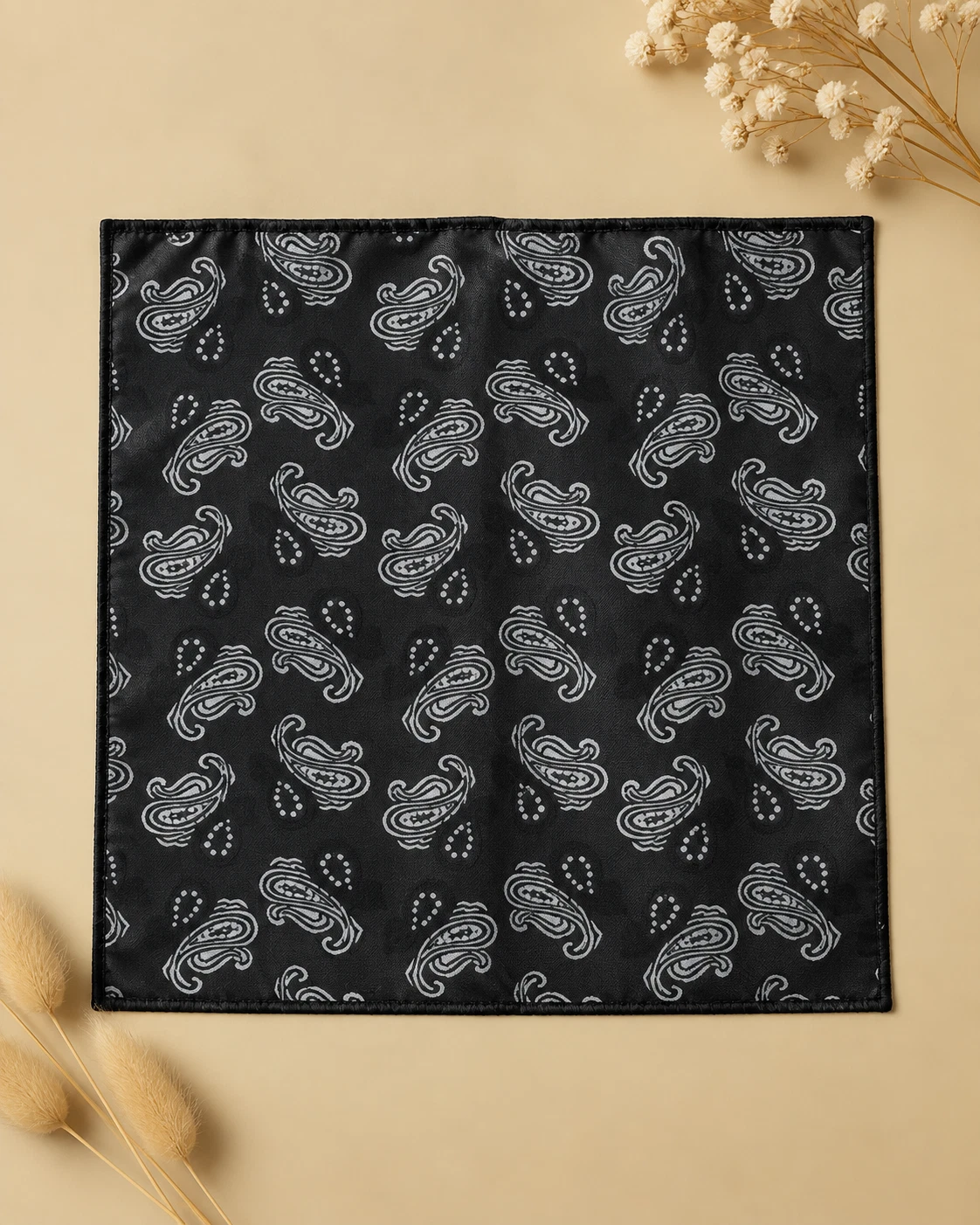 Onyx Silver Paisley Designer Tie & Pocket Square Set