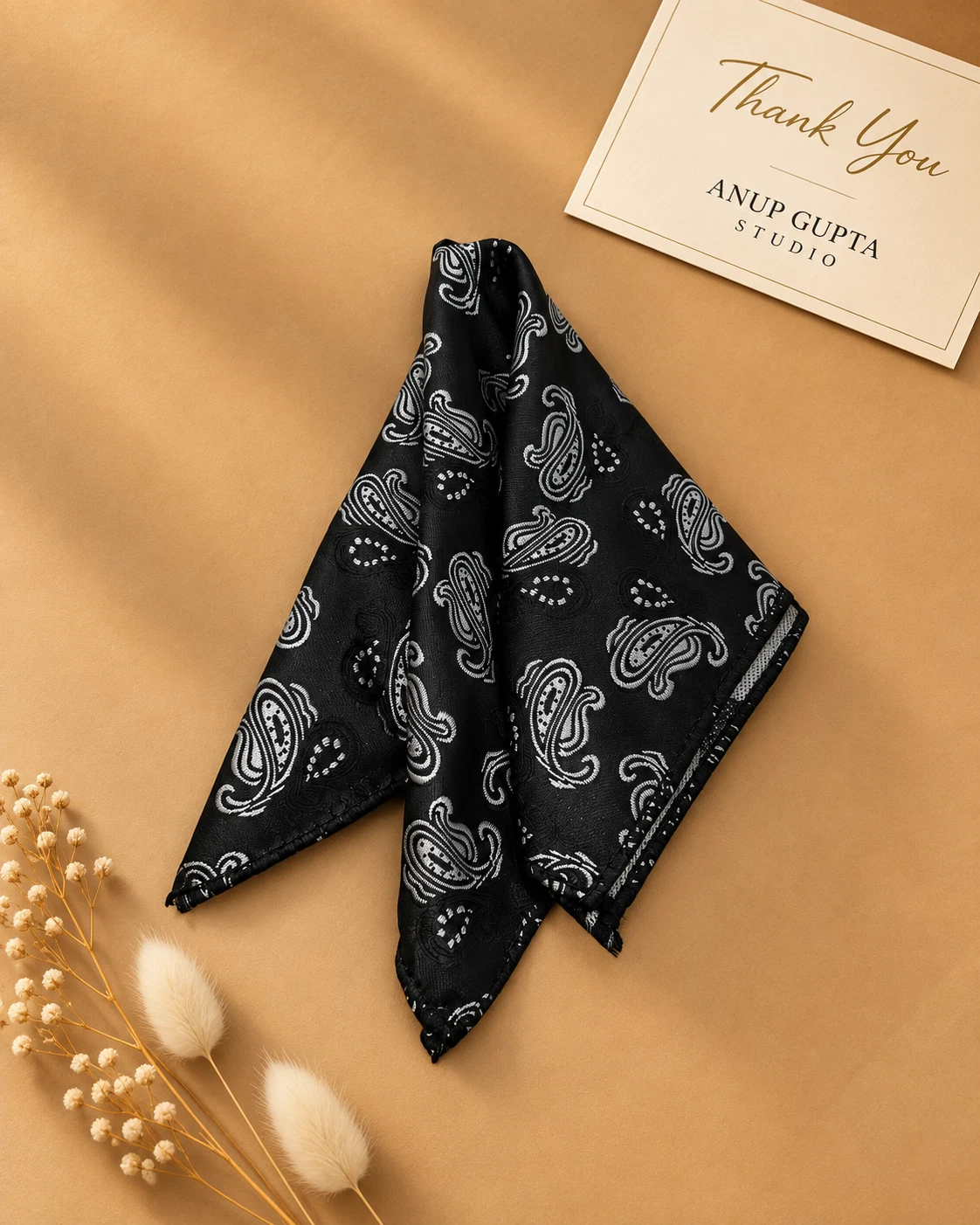 Onyx Silver Paisley Designer Tie & Pocket Square Set