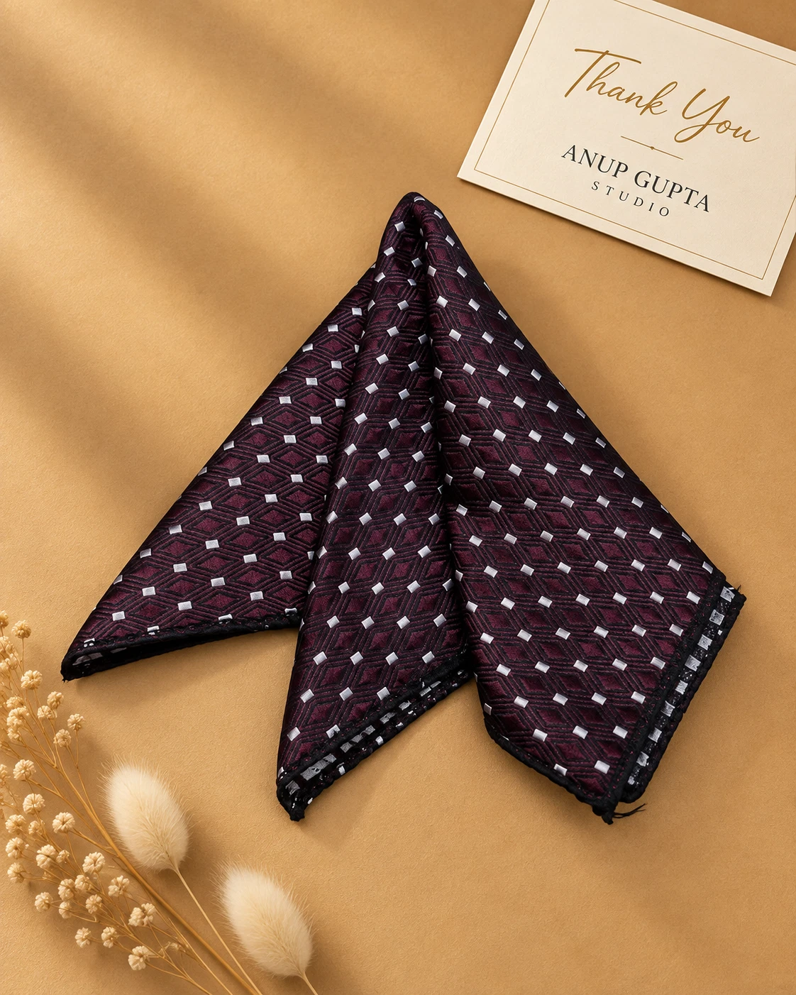 Wine Micro Dot Designer Tie & Pocket Square Set