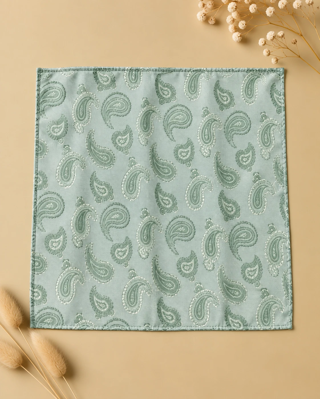 Mint Paisley Designer Tie & Pocket Square Set