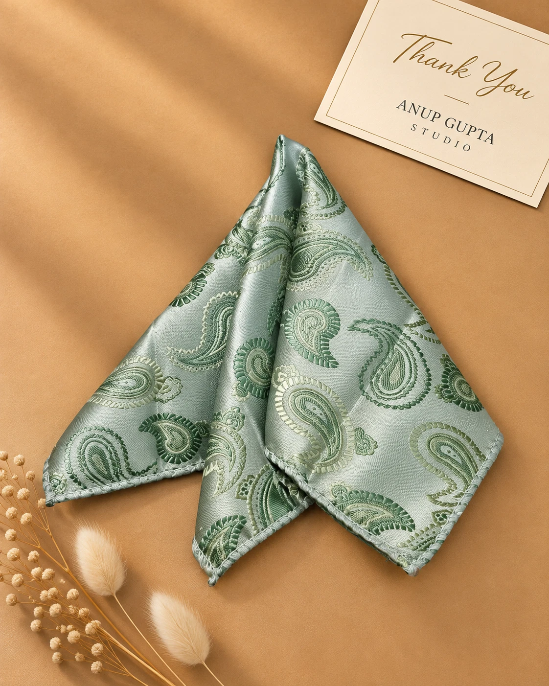 Mint Paisley Designer Tie & Pocket Square Set
