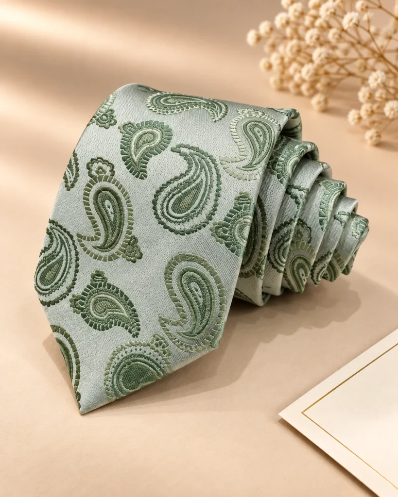 Mint Paisley Designer Tie & Pocket Square Set