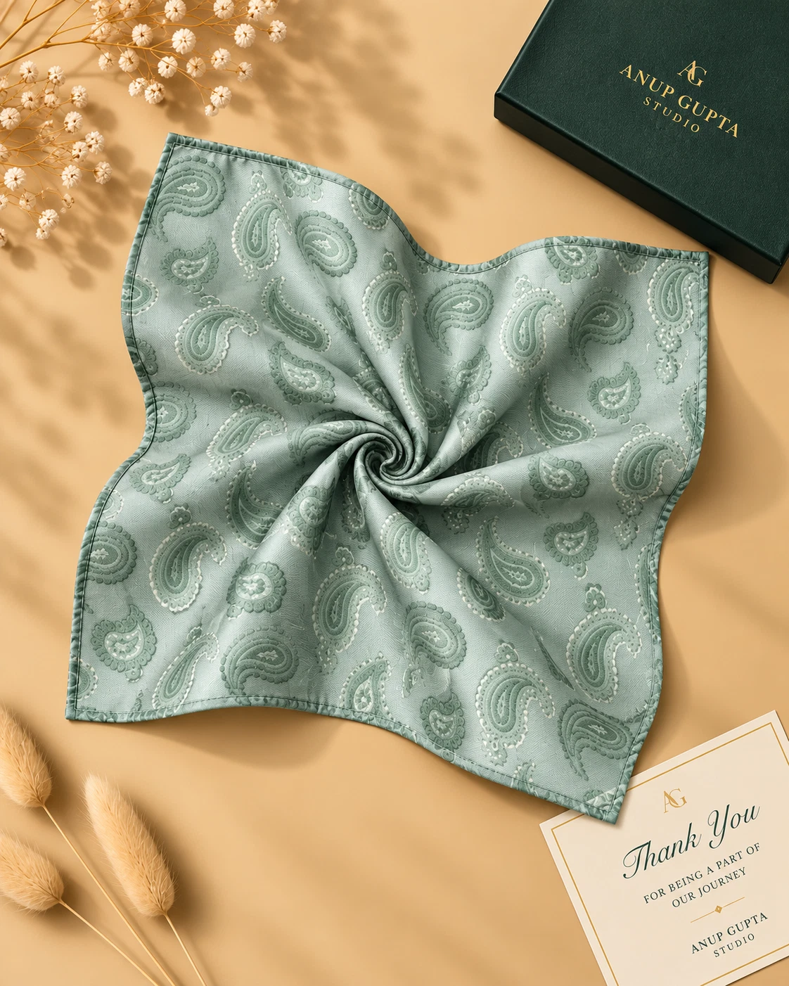 Mint Paisley Designer Tie & Pocket Square Set