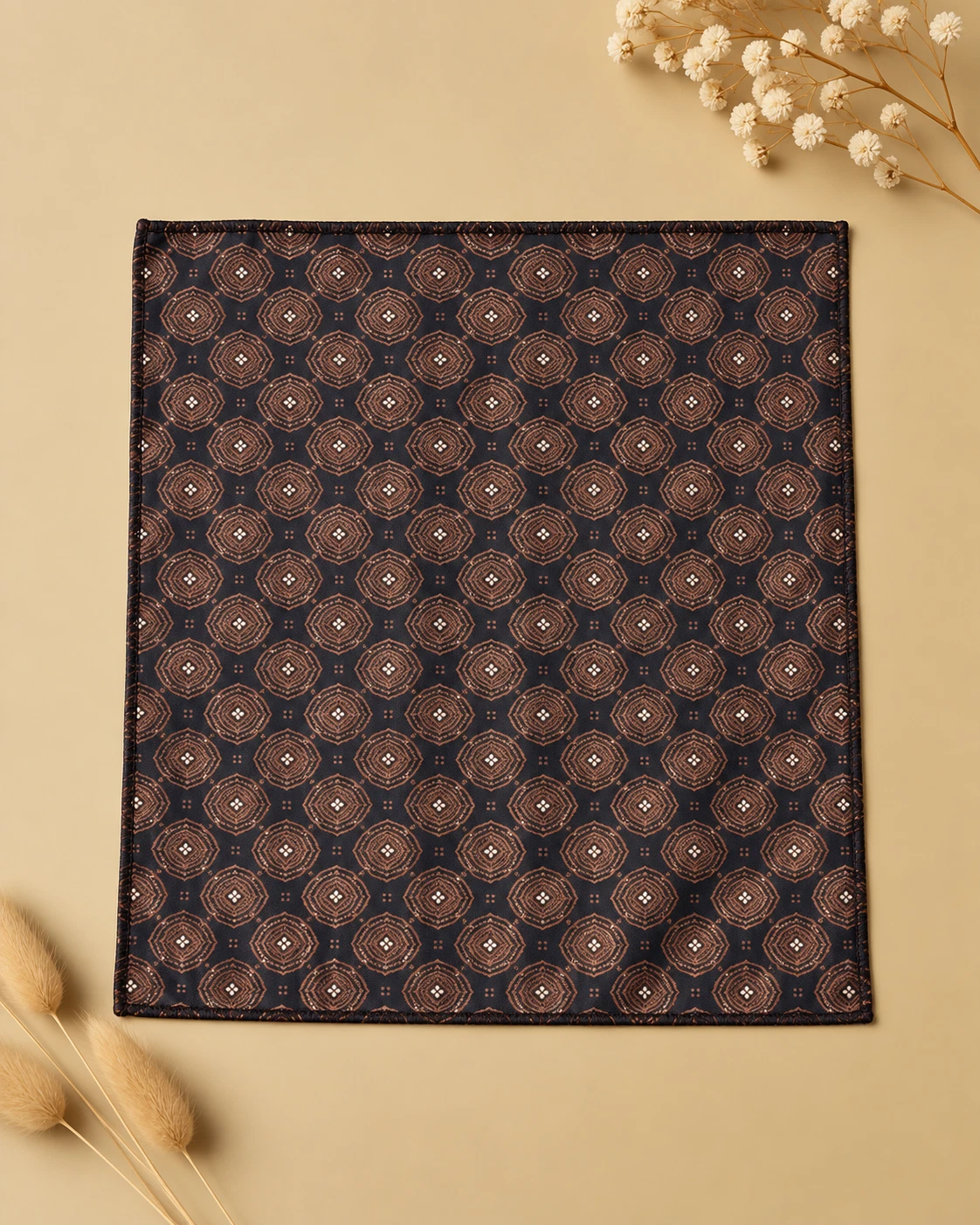 Mocha Medallion Designer Tie & Pocket Square Set