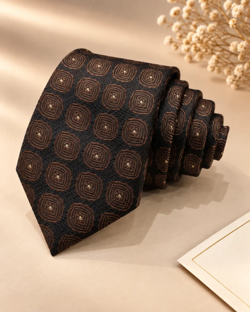 Mocha Medallion Designer Tie & Pocket Square Set