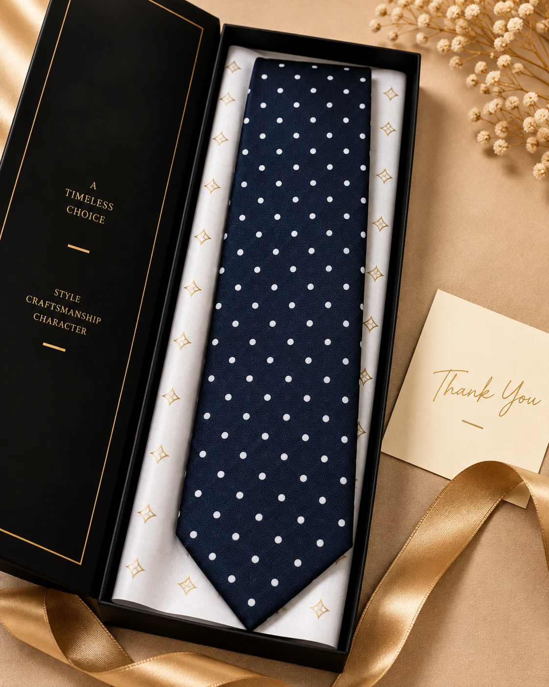 Navy Polka Designer Tie & Pocket Square Set