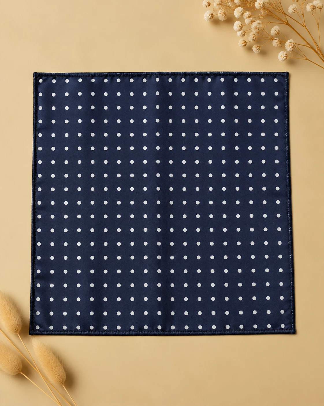 Navy Polka Designer Tie & Pocket Square Set