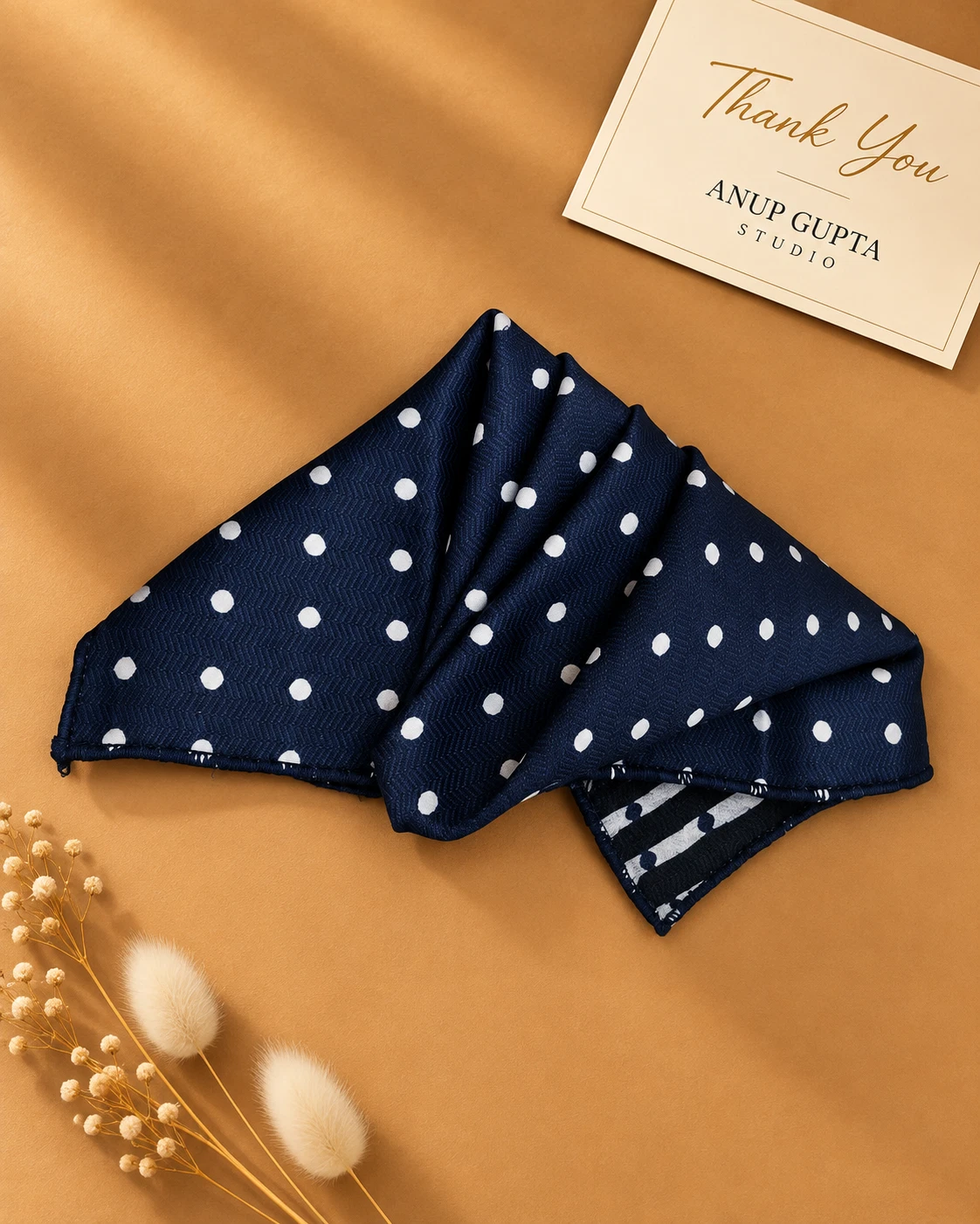Navy Polka Designer Tie & Pocket Square Set