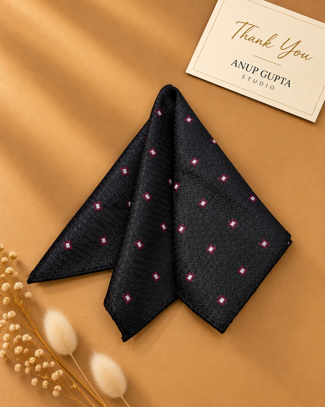 Black Crimson Dot Designer Tie & Pocket Square Set