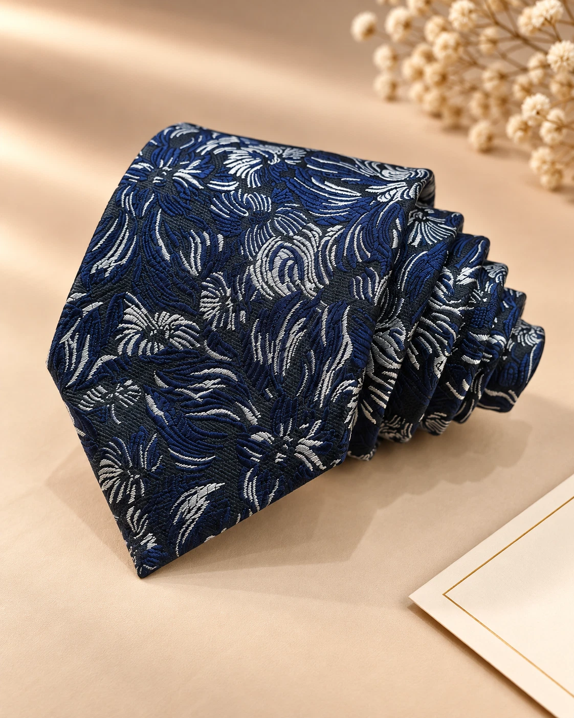 Royal Blue Floral Designer Tie & Pocket Square Set