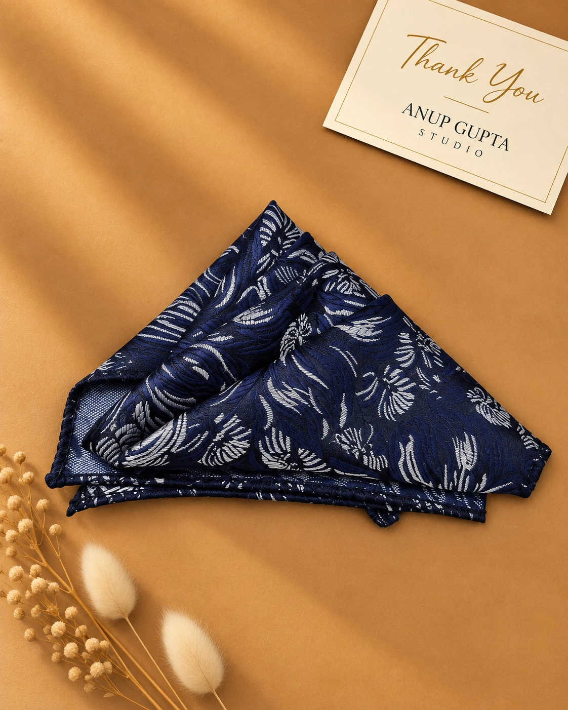 Royal Blue Floral Designer Tie & Pocket Square Set