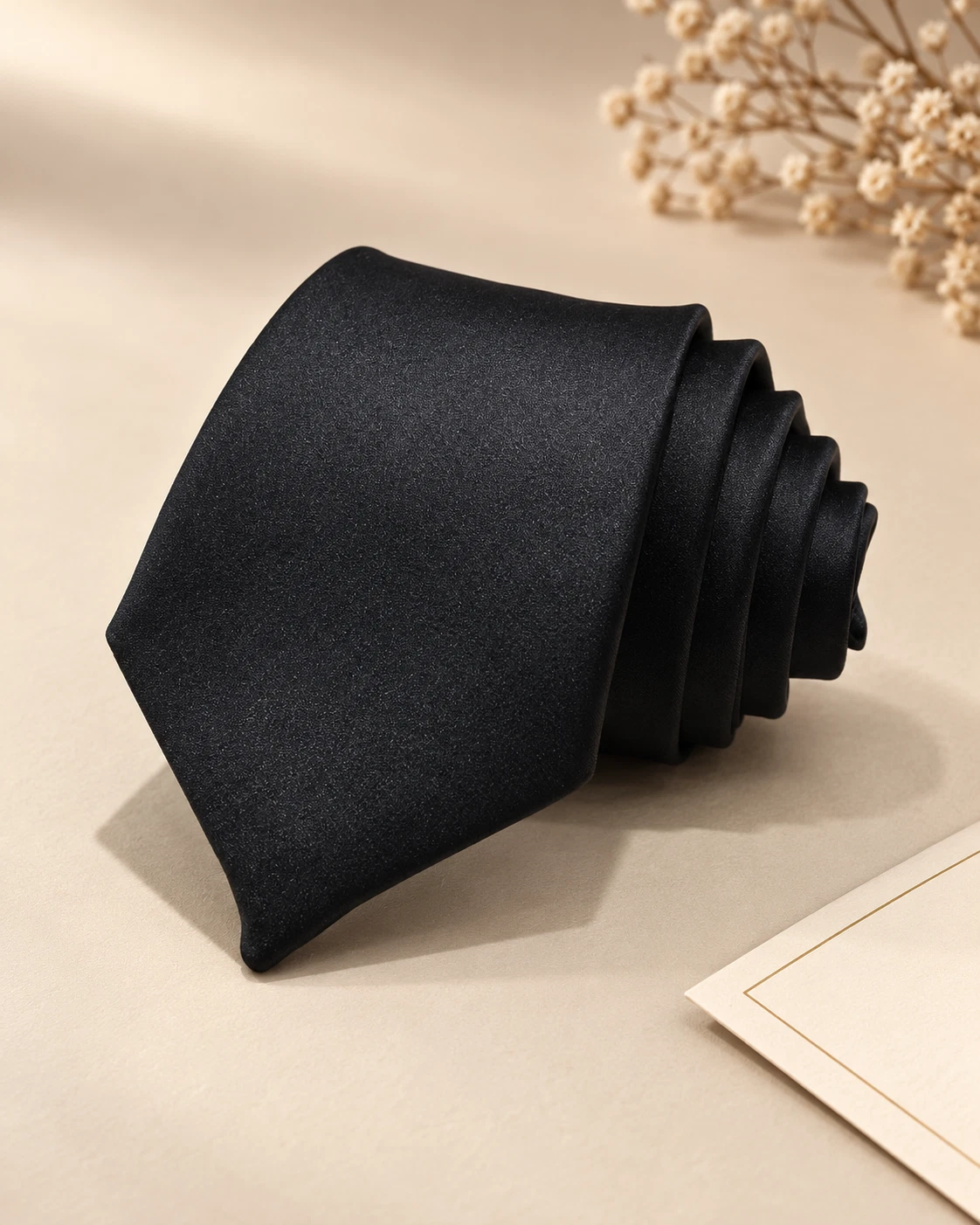 Jet Black Designer Tie & Pocket Square Set