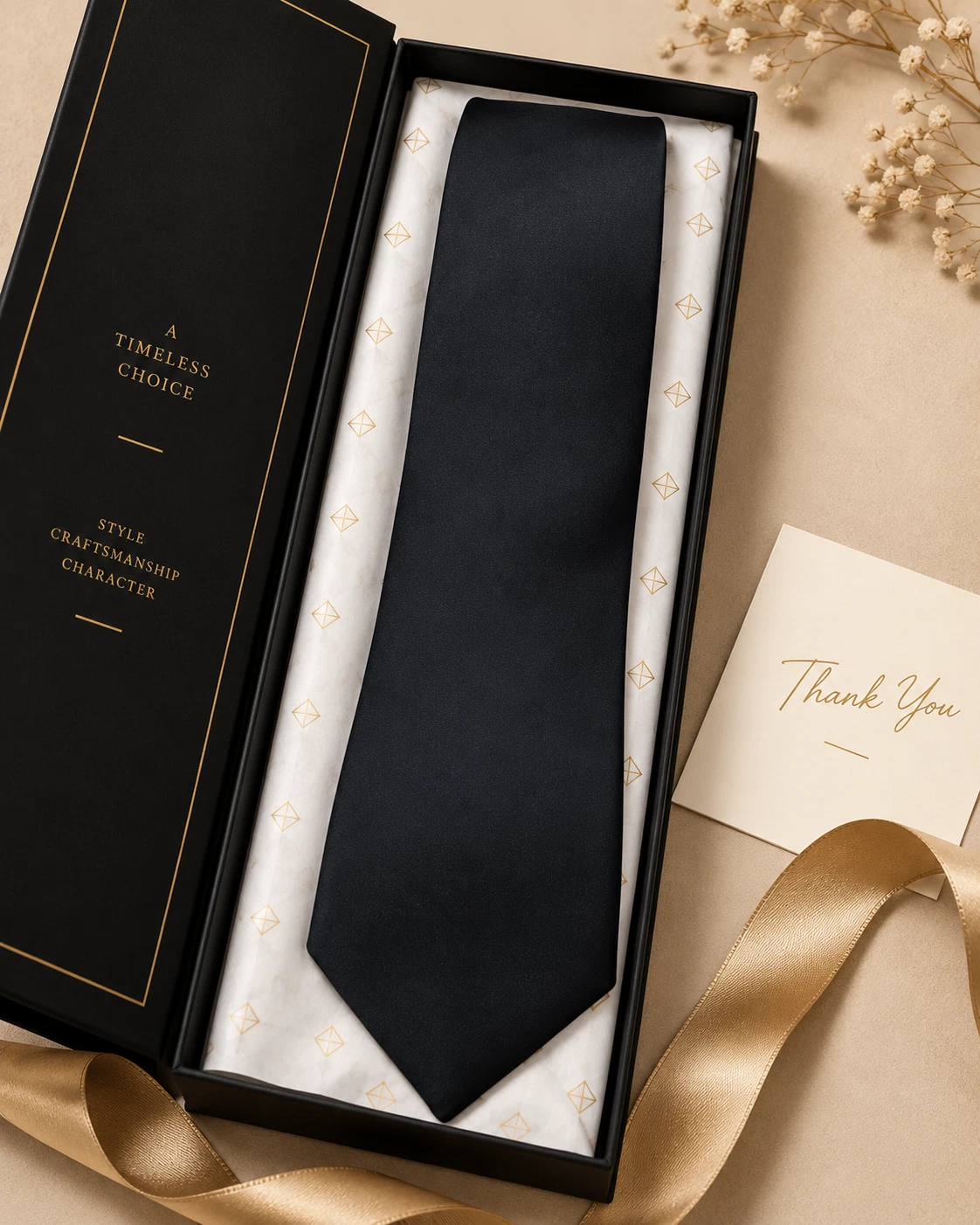 Jet Black Designer Tie & Pocket Square Set
