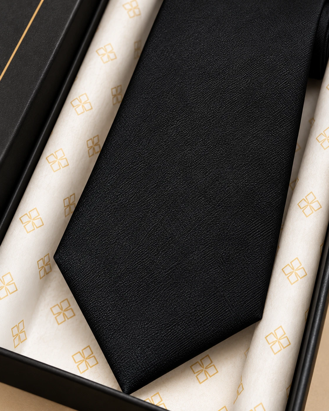 Jet Black Designer Tie & Pocket Square Set